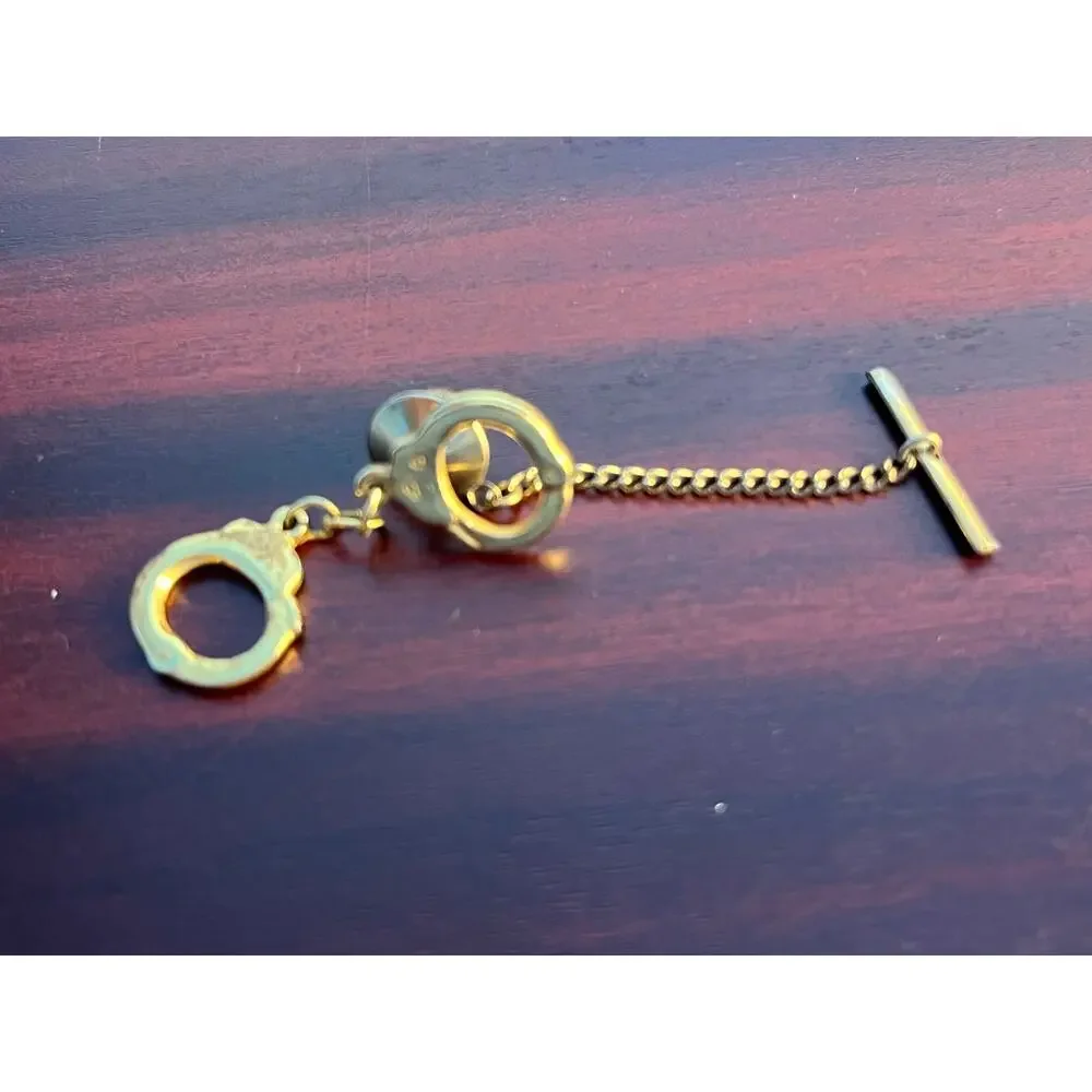 VTG Handcuff Tie Tacks Lot of 2 Silver and Gold Tone Law Enforcement Police